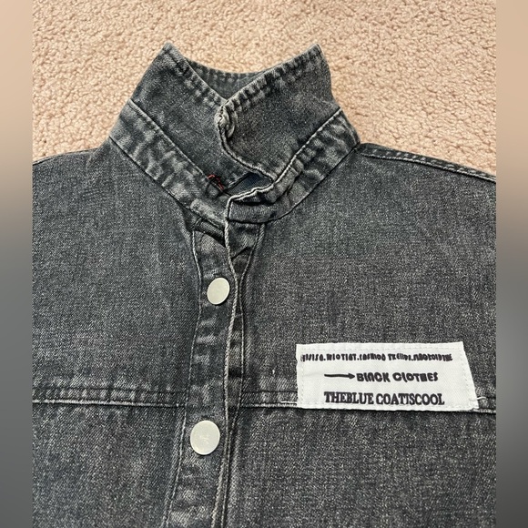 FBYDLL Drop Shoulder Ripped Denim Distresses  Jacket Retro Y2k - Picture 8 of 10